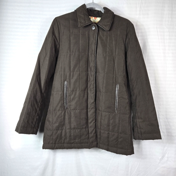 Cole Haan Men's Jacket Full Zip Quilted Pockets Size S Brown Polyester Blend